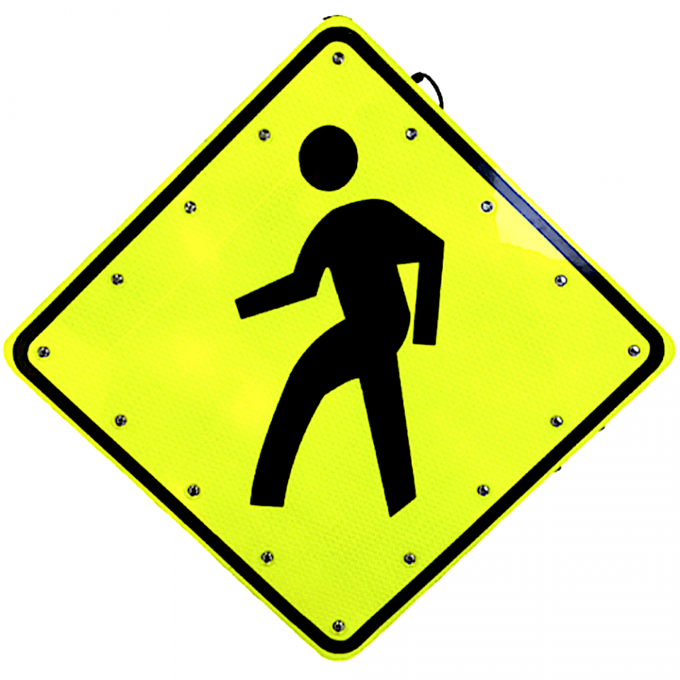 36" Solar Powered Flashing Crosswalk Sign